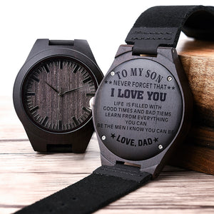 Wood Engraved Watch DAD to SON