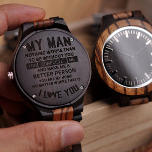 Wood Engraved Watch My Men