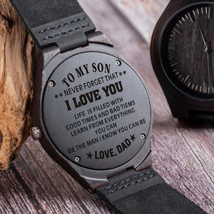 Wood Engraved Watch DAD to SON
